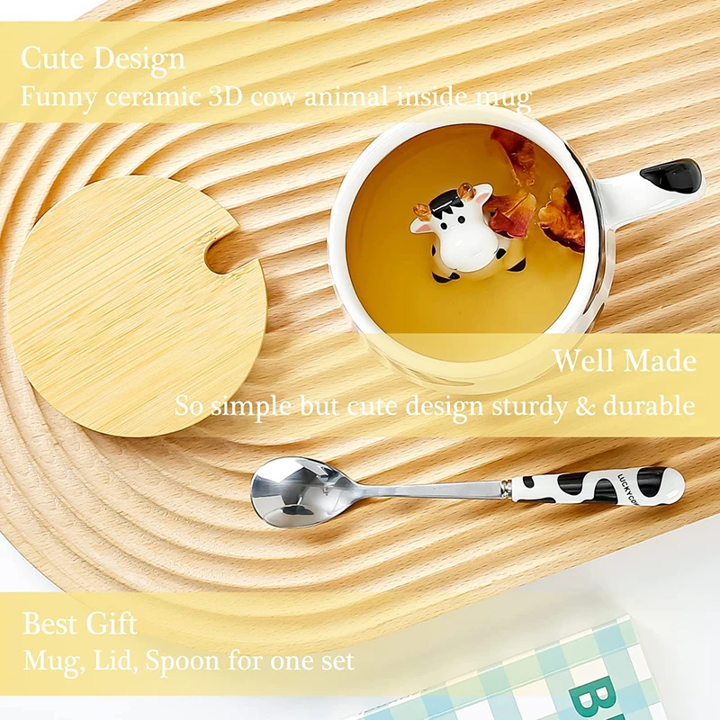  DIHOclub Cow Ceramic Cup Hidden 3D Animal Inside Mug,Cute  Cartoon Handmade Figurine Mugs,Holiday and Birthday Gift for Coffee Milk  Tea Lovers,12 OZ(White,Black) : Home & Kitchen