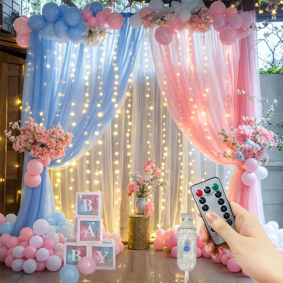 LED Garland Curtain Lights 8 Modes USB Remote Control Fairy Lights String Wedding Christmas Decor for Home Bedroom New Year Lamp