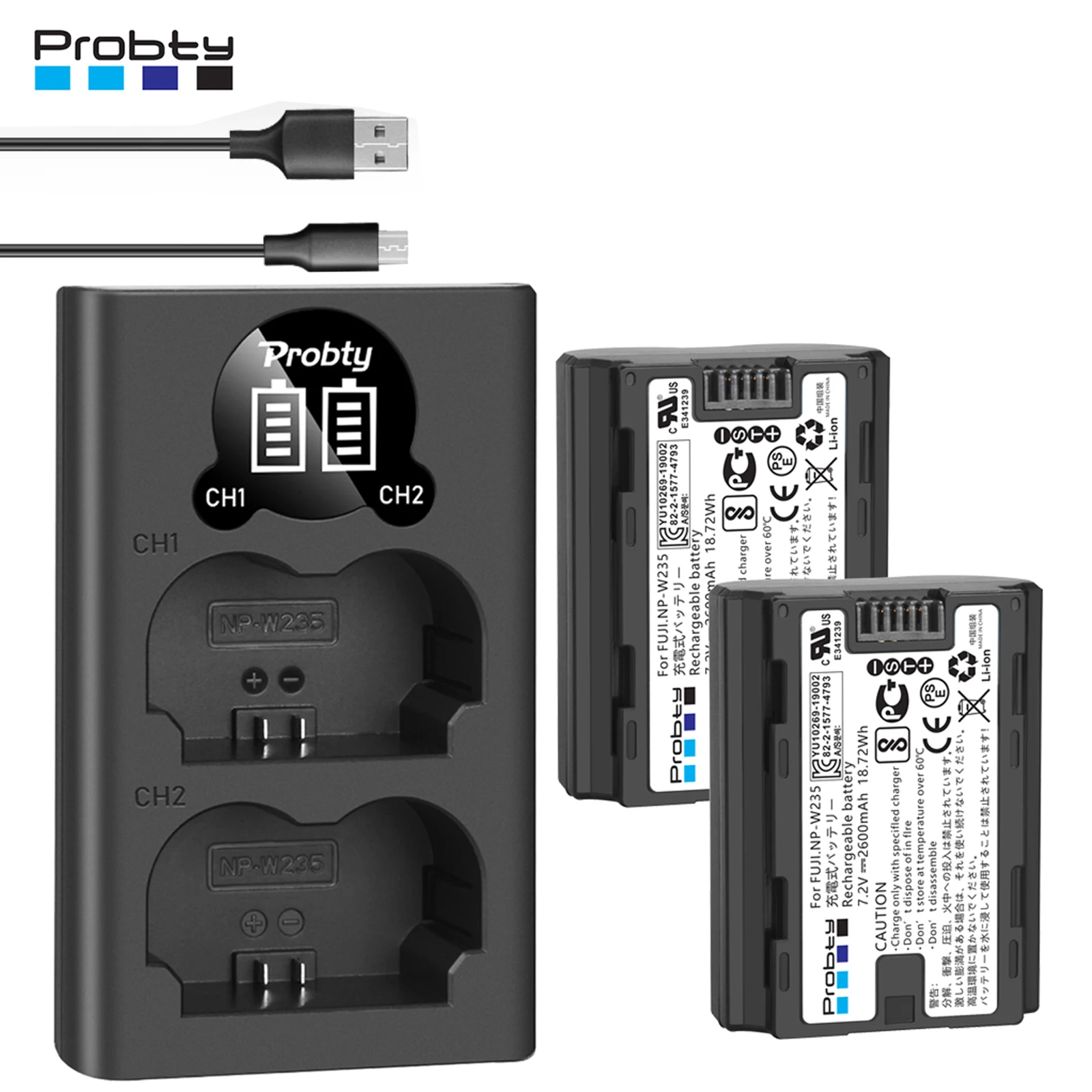 2600Mah Per Fujifilm Np-W235 Np W235 Batteria + Led Usb Dual Charger Per Fujifilm X-T5 X-T4 Gfx 100S X-H2S Gfx 50S Ii