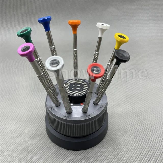 Bergeon 30081-S09 Mini Watchmakers Screwdriver Set on Rotating Stand  Stainless Steel