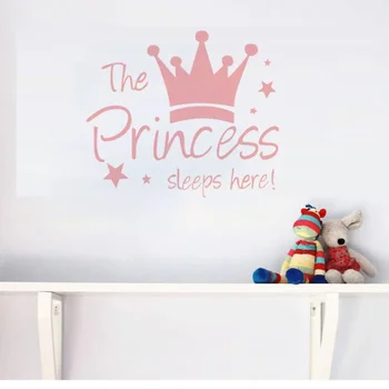 The Princess or Prince Sleeps Here The Crown Custom Girls Boys Room Wall Stickers DIY Wall Decoration Nursery Kids Baby Room 2