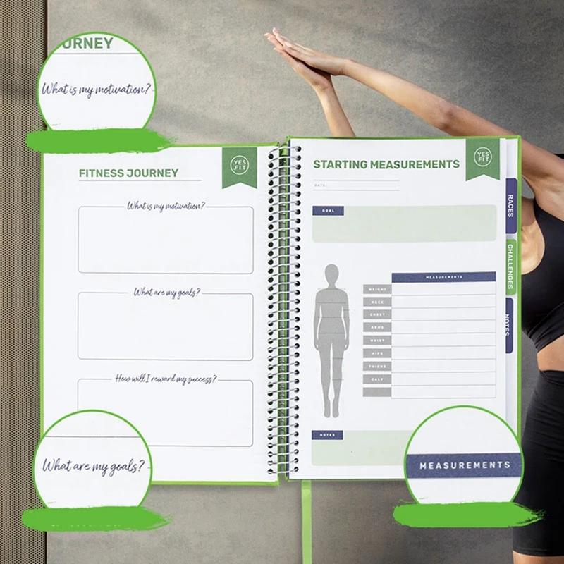 Fitness Journal Workout Planner Gym Notebook,Workout Tracker,Exercise Log-Book For Men Women Workout Accessories(Green)