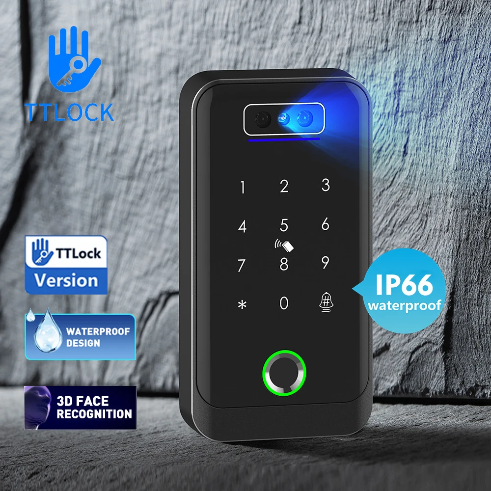 Rainproof TTLock APP Smart 3D Face Recognition Standalone Access Controller Reader Support Fingerprint Card Password