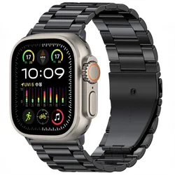 Stainless Steel Metal Strap for 42mm 44mm 45mm (Black)