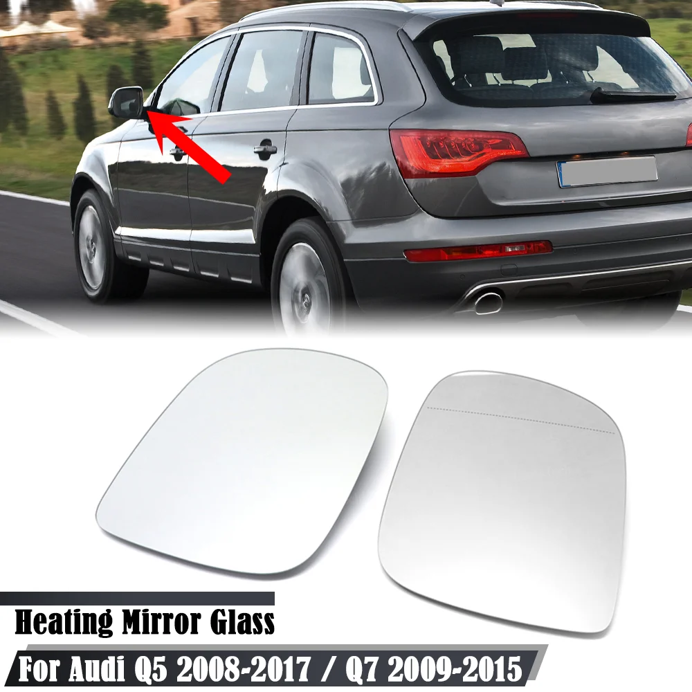 

Автомобильное боковое зеркало заднего вида, стекло с подогревом для Audi Q5 2008-2017 / Q7 2009-2015, боковая дверь, выпуклое зеркало с подогревом