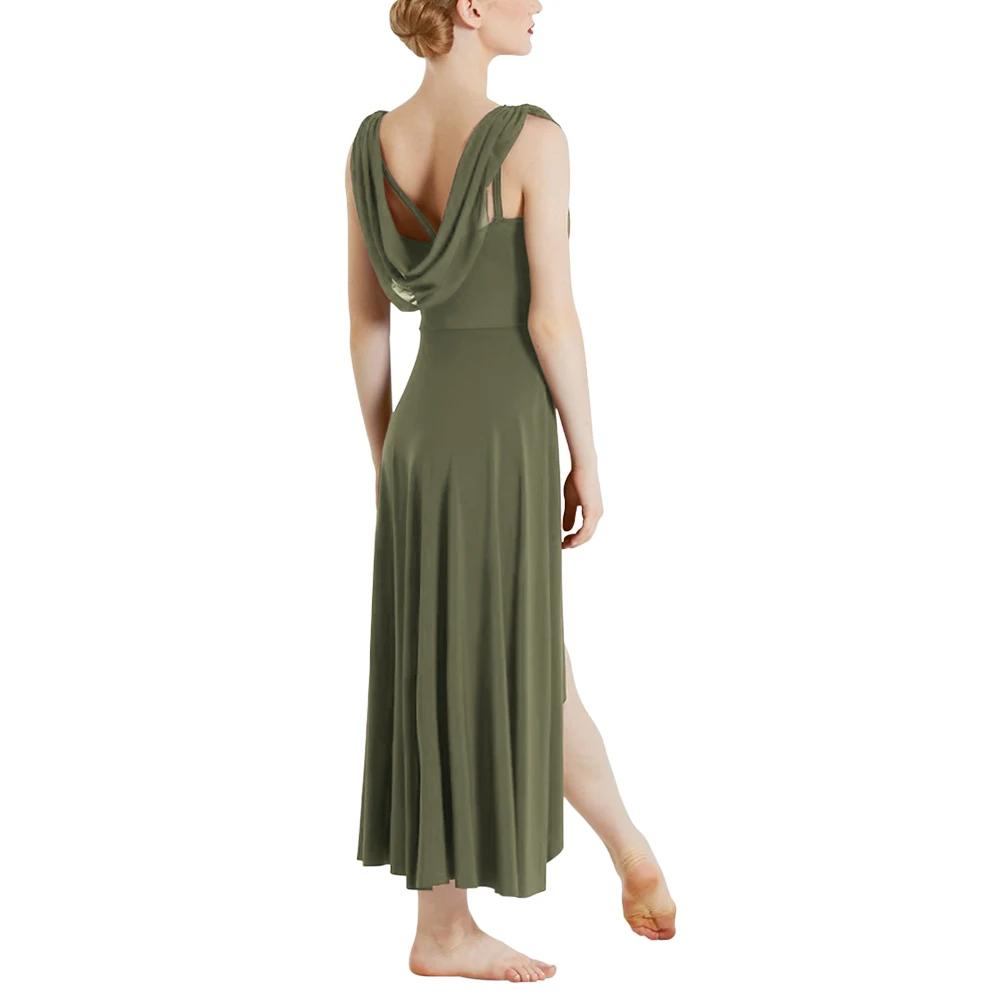 Ballroom Dance Woman Dresses Asymmetrical Design Long Modern Lyrical Dance Skirt Ballerina Stage Performance Costume Girls