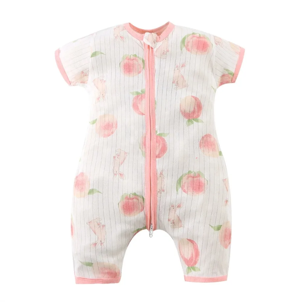 Baby Cartoon Print Short Sleeve Romper, Newborn Infant Cotton Jumpsuit Multi-Color Baby Onesie for Summer