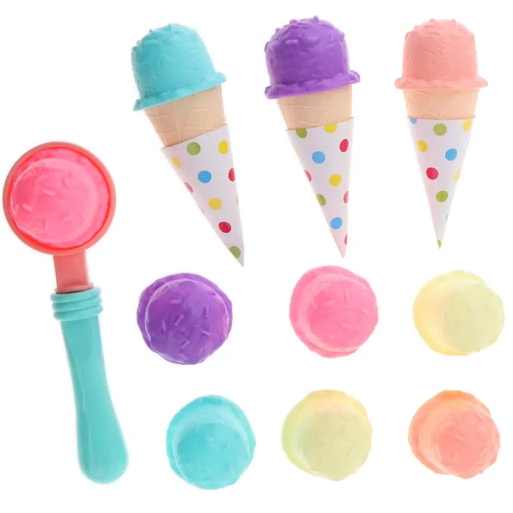 1 Set Plastic Colorful Sweet Ice Cream Cakes Play Toys for Children Pretend Play Food 5