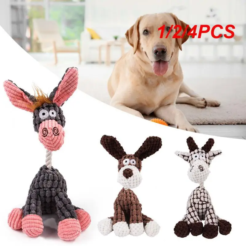 

1/2/4PCS Plush Dog Toys Corduroy for Small Medium Dogs Animal Dog Squeaky Toy Bite Resistant Chew Toy Molar Teeth Cleaning Puppy