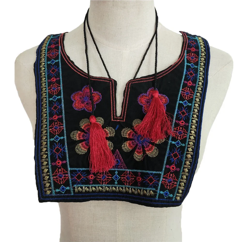 Ethnic style Embroidery Lace Neckline neck Collar Dress Applique Motif Blouse Sewing Fabric Trims DIY Costume Decor