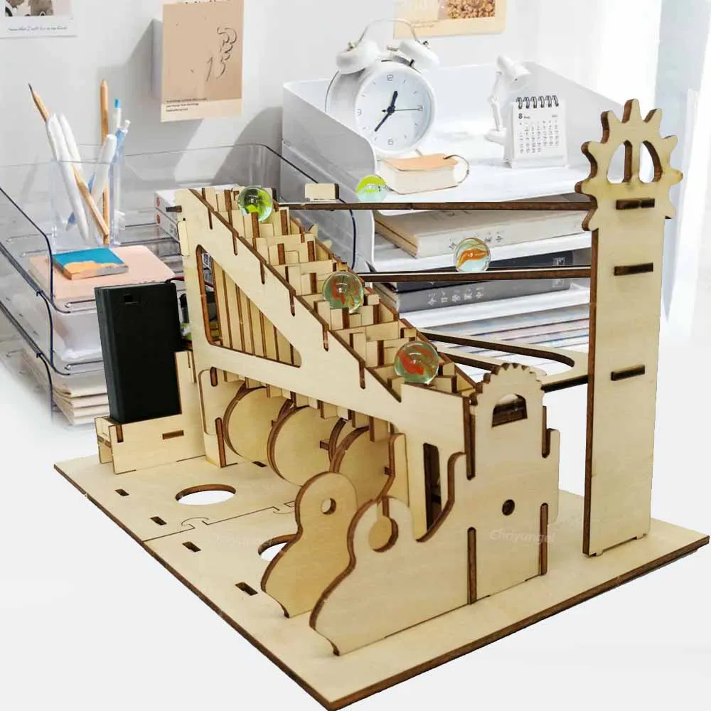 3D Wooden Puzzle Marble Run IY Model Kit Jigsaw Ducational Toys Steam Science Experiments Runs Gift for Kids Adults Teens
