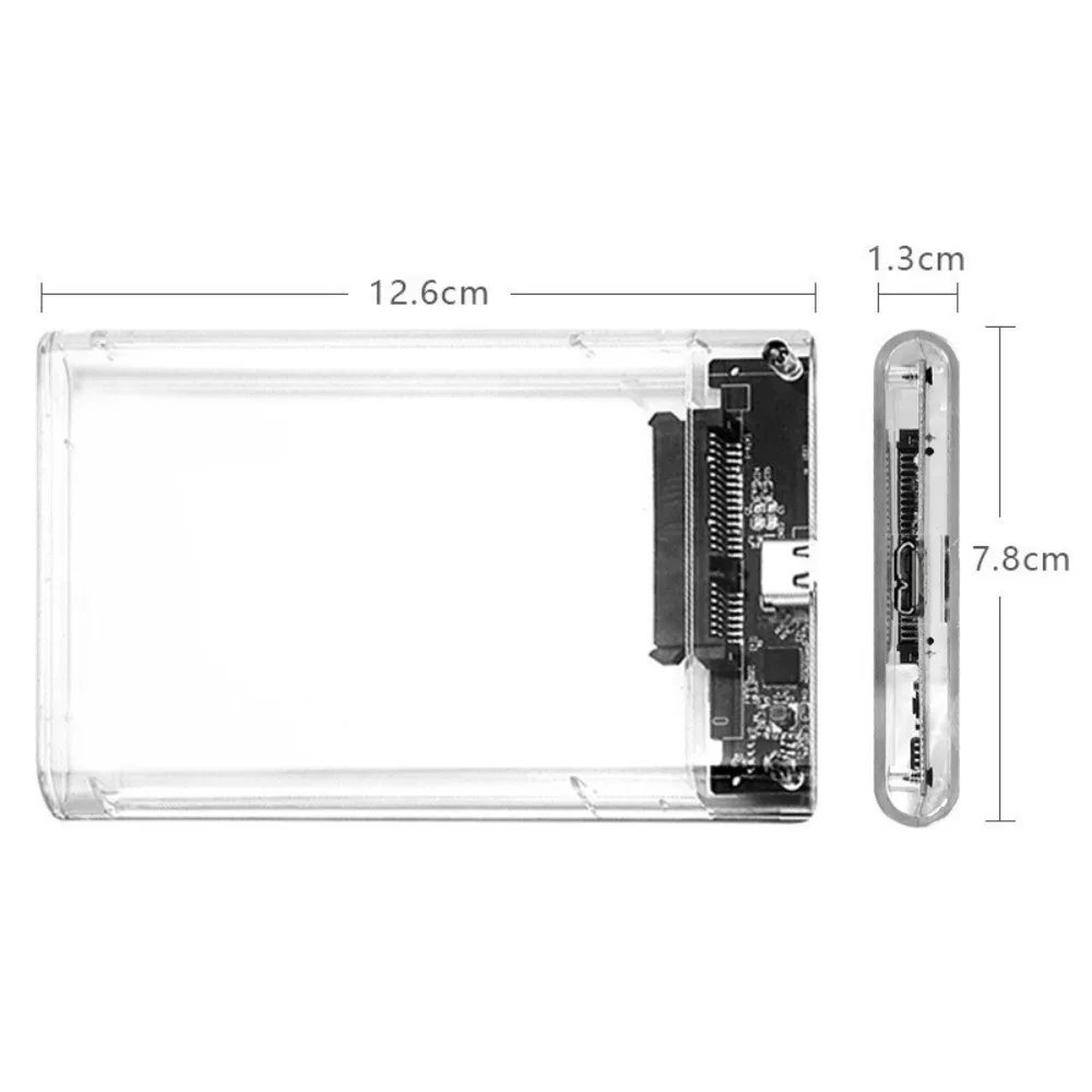 Caixa de Disco Rígido Externo Transparente Caixa de Disco Rígido Gabinete Sata para Usb 3.0 Tipo-c 3.1 Móvel 2.5 - Imagem 5