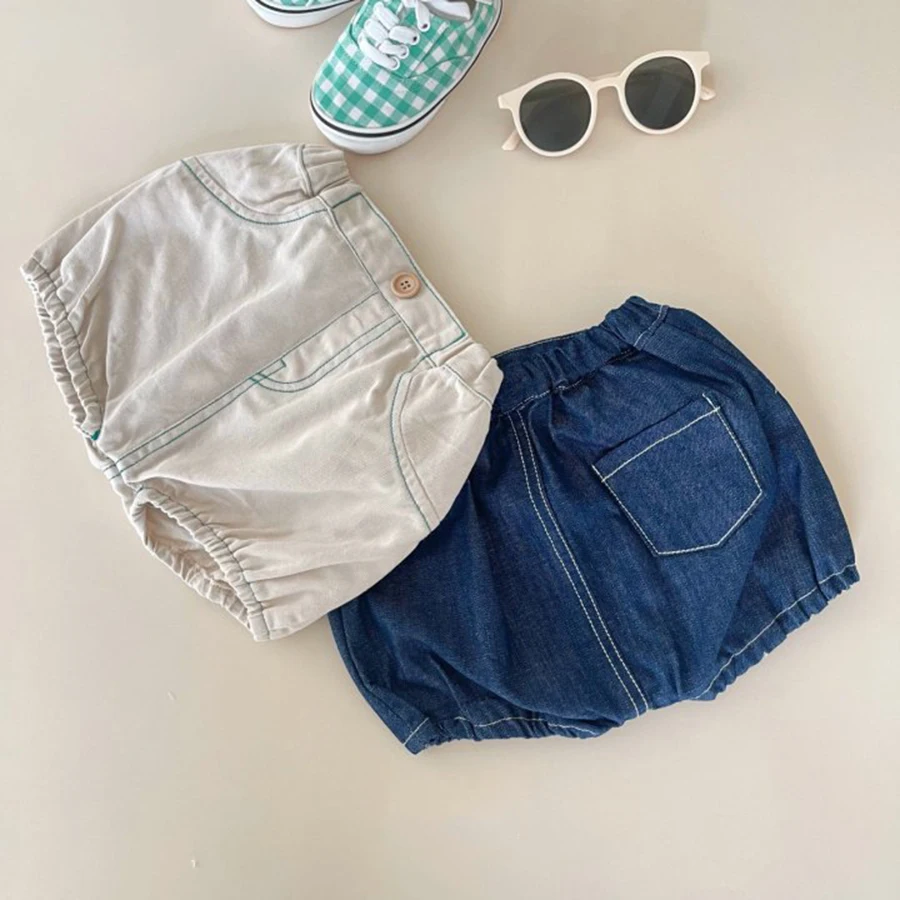 Summer Newborn Infant Baby Boy Girls Streak T-Shirt Cowboy Shorts Muslin Fallow Loungewear Kids Fashion Baby Clothing