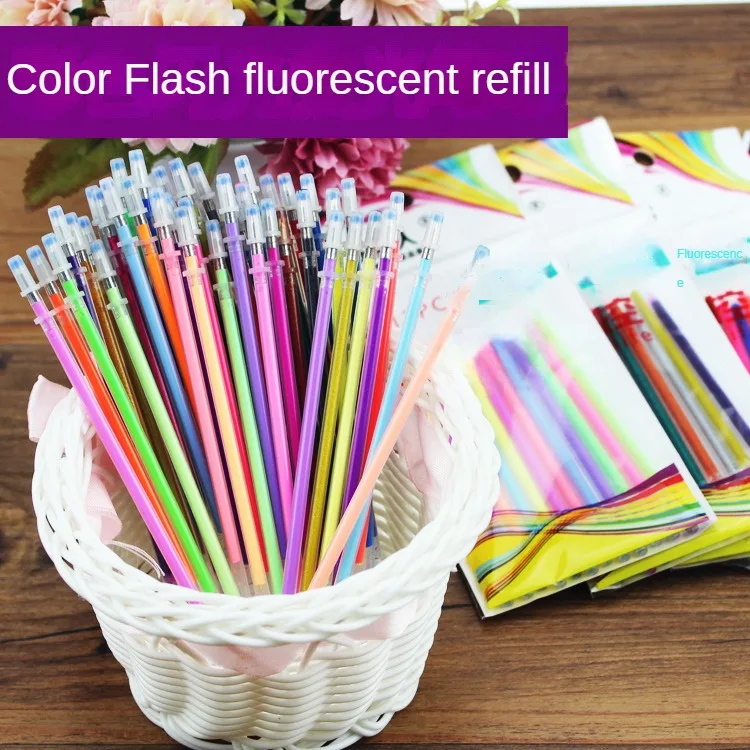 

12-100 PCS/Set Multi-color Gel Pen Refills Painting Drawing Glitter Highlighters Pen Art Markers School Office Supplies