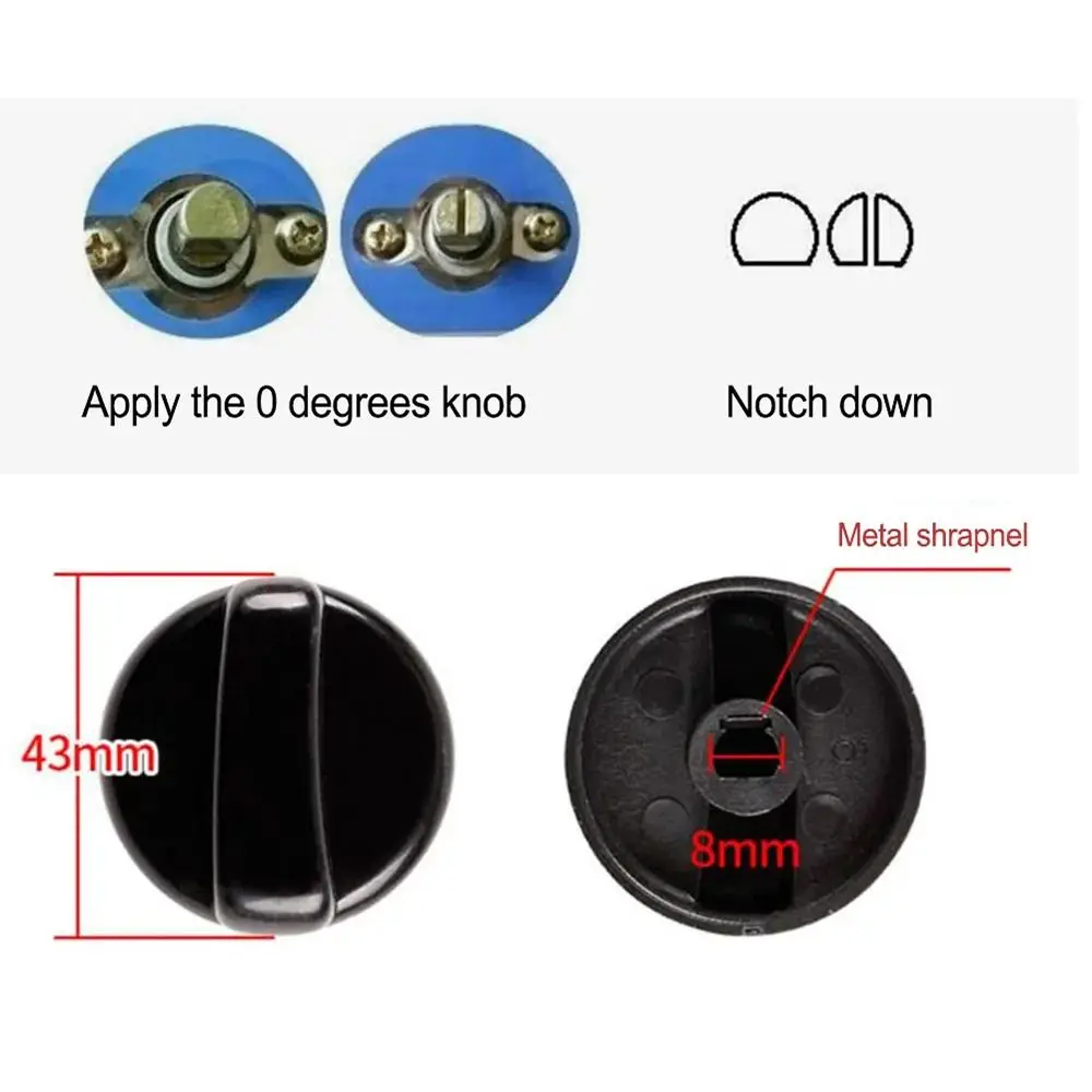 1Pc 8mm General Gas Stove Cooker Control Knob Plastic Handle Range Oven Hob Knobs Replacement Switch Button For Benchtop Burner