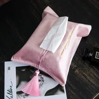 Tissue Box Embroidered Tissue Bag Set for Household Bedroom Velvet Paper Drawer Storage Box for Car Living Room Dining Room 1