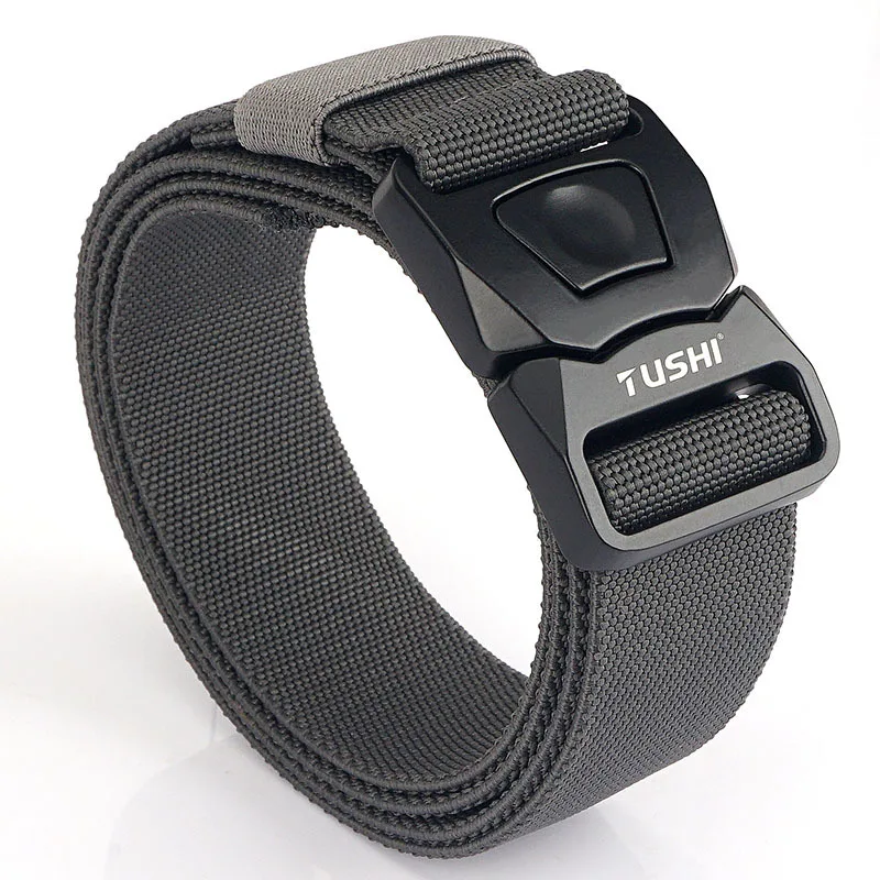 

2023 New Tactical Belt Metal Buckle Quick Release Elastic Belt Casual Tooling Training Belt Men's Trousers Belt