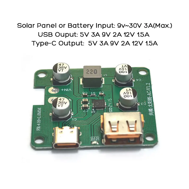 Solar Charger Solar Hybrid Inverter Solar Battery Charge Controller MPPT Solar Controller Voltage Stabilizer Solar Inverter Regulator USB and Type-C Output with QC 2.0 3.0 PD 2.0 3.0 Quick Charge