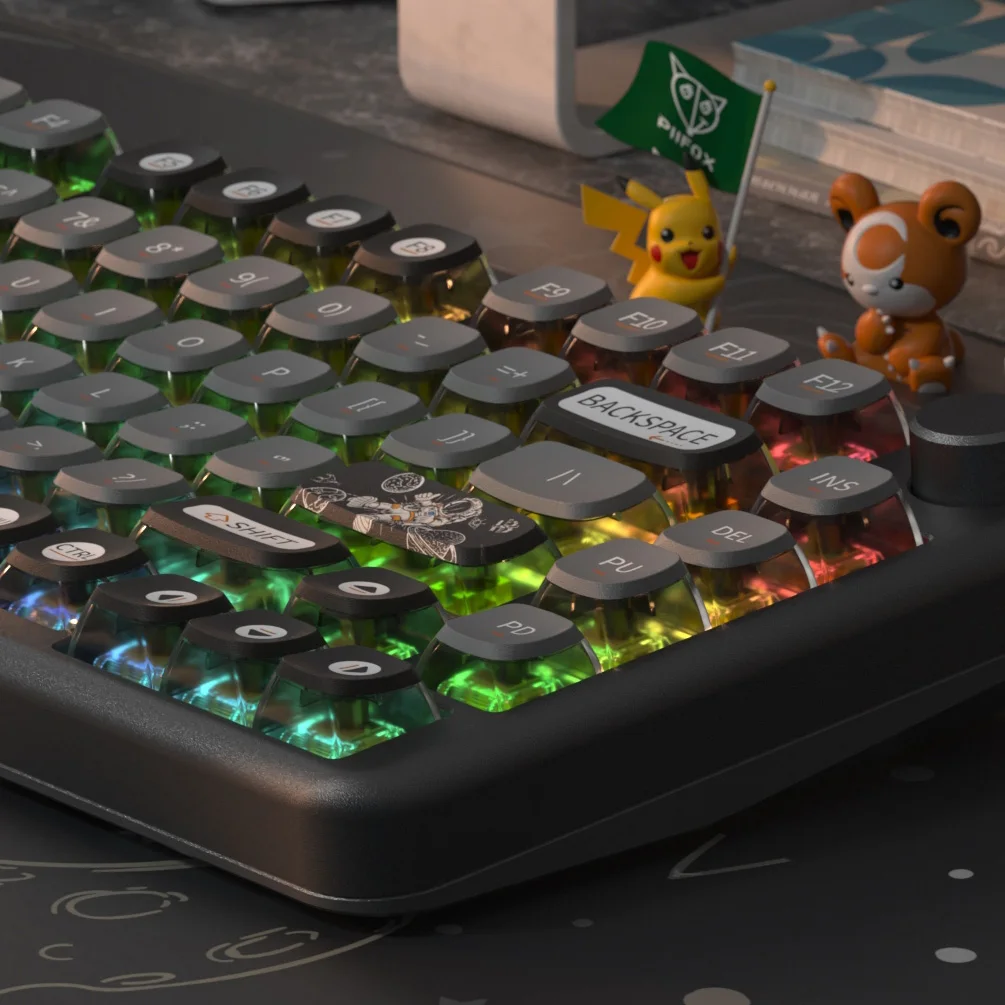 Keycaps do Pudim do Tema do Espaço para o Teclado Mecânico Lado Preto Claro Parte Superior de Tritone Pbt Símbolo da Sublimação da Tintura