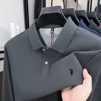 100% pur coton automne et hiver hommes mode sport marque brodé poney à manches longues POLO affaires t-shirt style décontracté 5