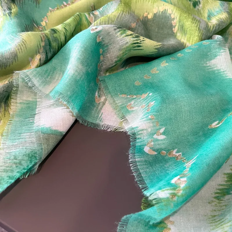 Ombre Tie Dye gewellten Bronzing Schal dünne atmungsaktive Viskose Schal Sommer lässig Sonnenschutz Reises chals Frauen muslimischen Hijab Sjaal – Detail 12