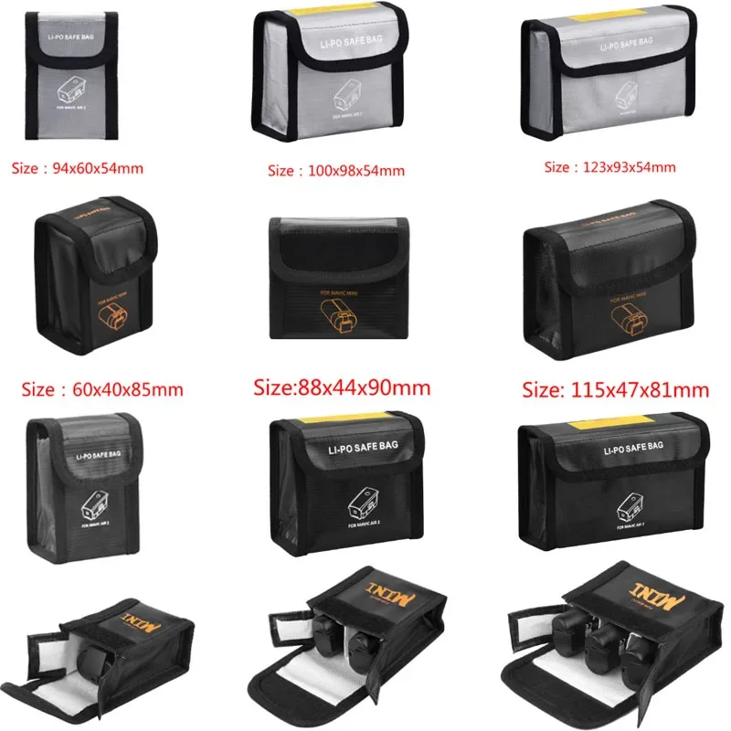 

Lipo Battery Portable Fireproof Explosion-proof Safety Bag Fire Resistant 115x47x81mm For DJI Yu MINI Battery Pack