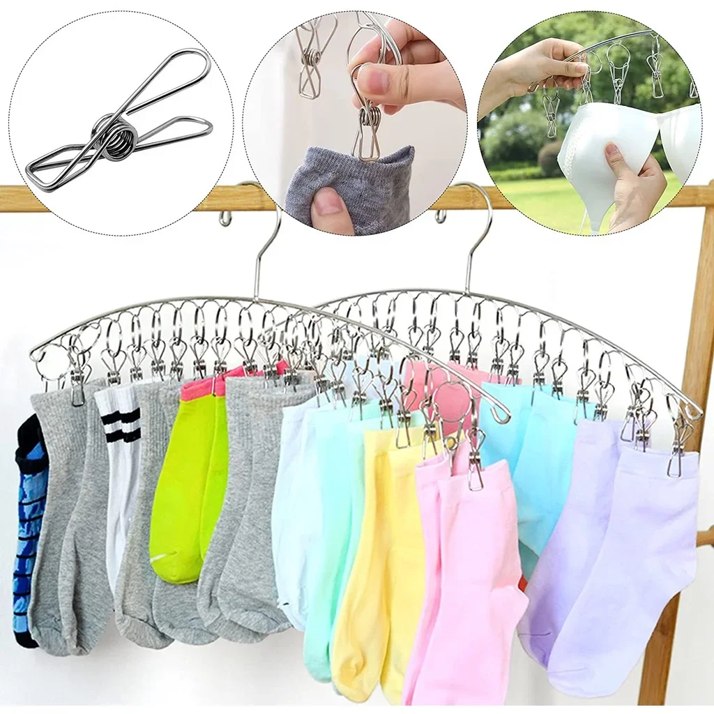 10pcs Multipurpose Stainless Steel Clips Clothes Pins Pegs Holders Clothing Clamps Sealing Clip Household Clothespin 3 Size