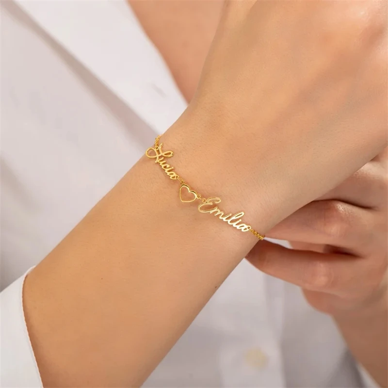 Personalized Gold Letter Bracelet Valentine Giftdouble 