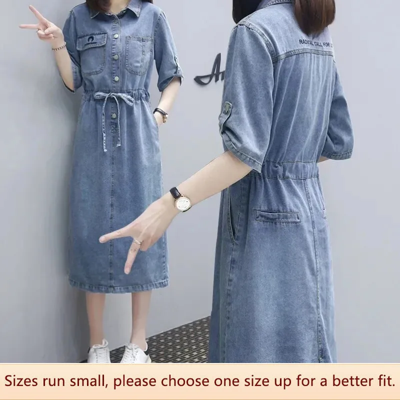 SpringSummerMediumLengthSlimFitJeansDressWomenCasualJeansTrendyAshapedCotton