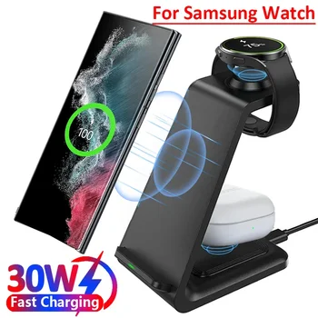 30W 3 in 1 Travel Wireless Charger For Samsung Galaxy S23 S22 Watch 6 pro/5/4/3 Active 1 2 Buds 2 Pro Plus Fast Charging Station 1