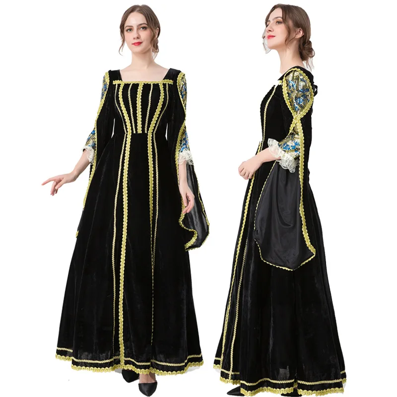 

Halloween Sexy European Medieval Retro Court Queen Cosplay Costume Stage Performance Renaissance Elegant Princress Fancy Dress