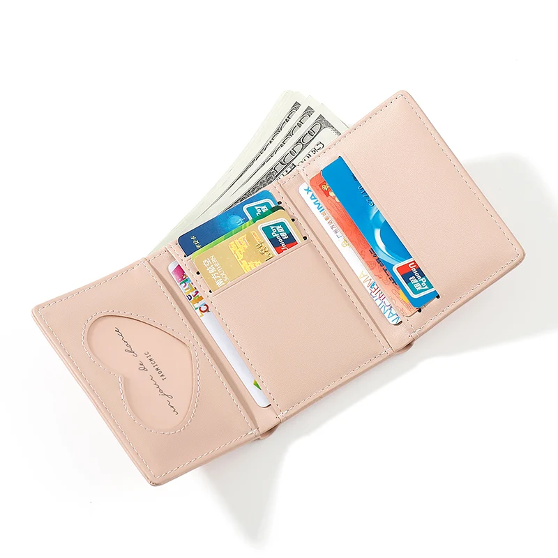 New Simple Cute Little Flower Student Wallet Korean Style Fashionable Short Three-fold Women's Storage Bag Pink Blue Green Black