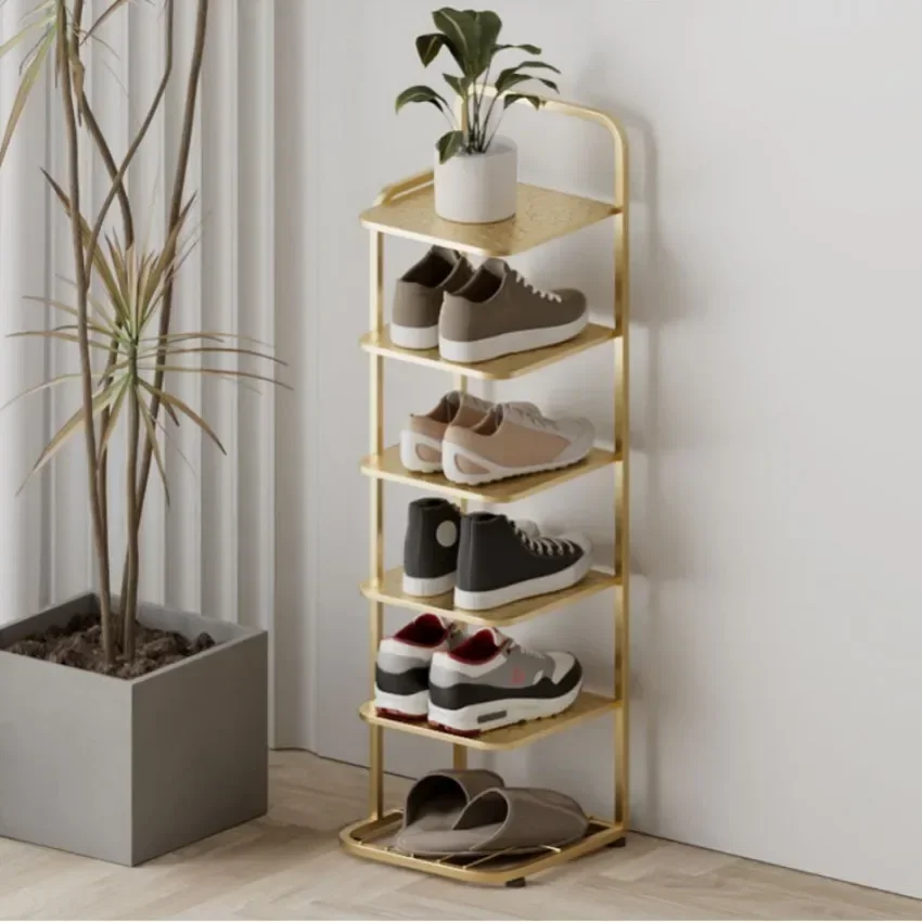 Modern Home Shoe Rack Shoe Cabinets Metal Shelves Vertical Storage Entrance Furniture Iron Art Storage Shelf Flower Plant Stand