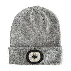 Wireless Bluetooth LED Beanie with Stereo Headset and Rechargeable Battery (GRAY)