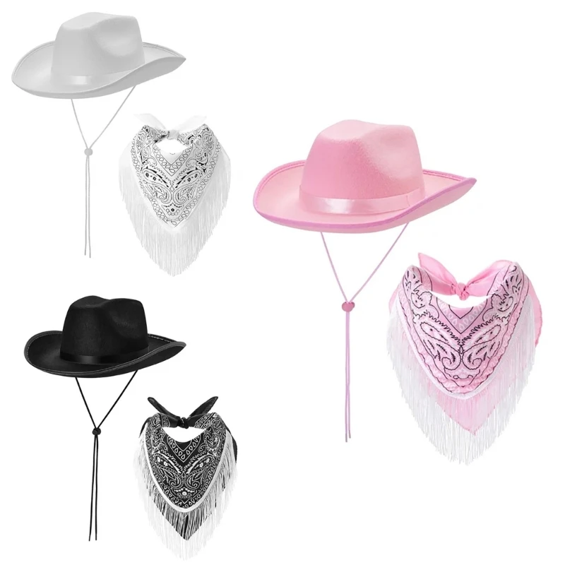 Fringed Bandanas Cowgirl Hat Neck Scarf Women Party Wear NightClub Outfit