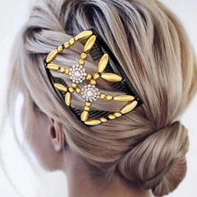 

Women Elastic Bead Hairpin Stretchable Double Slide Comb Hairdressing Styling Magic Brush Hair Comb Clip Women Hair Accessories