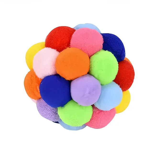 Cat Toy Balls with Bell Colorful Soft Fuzzy Balls for Cats Interactive Playing Chewing Toys for Indoor Cats and Kittens 6