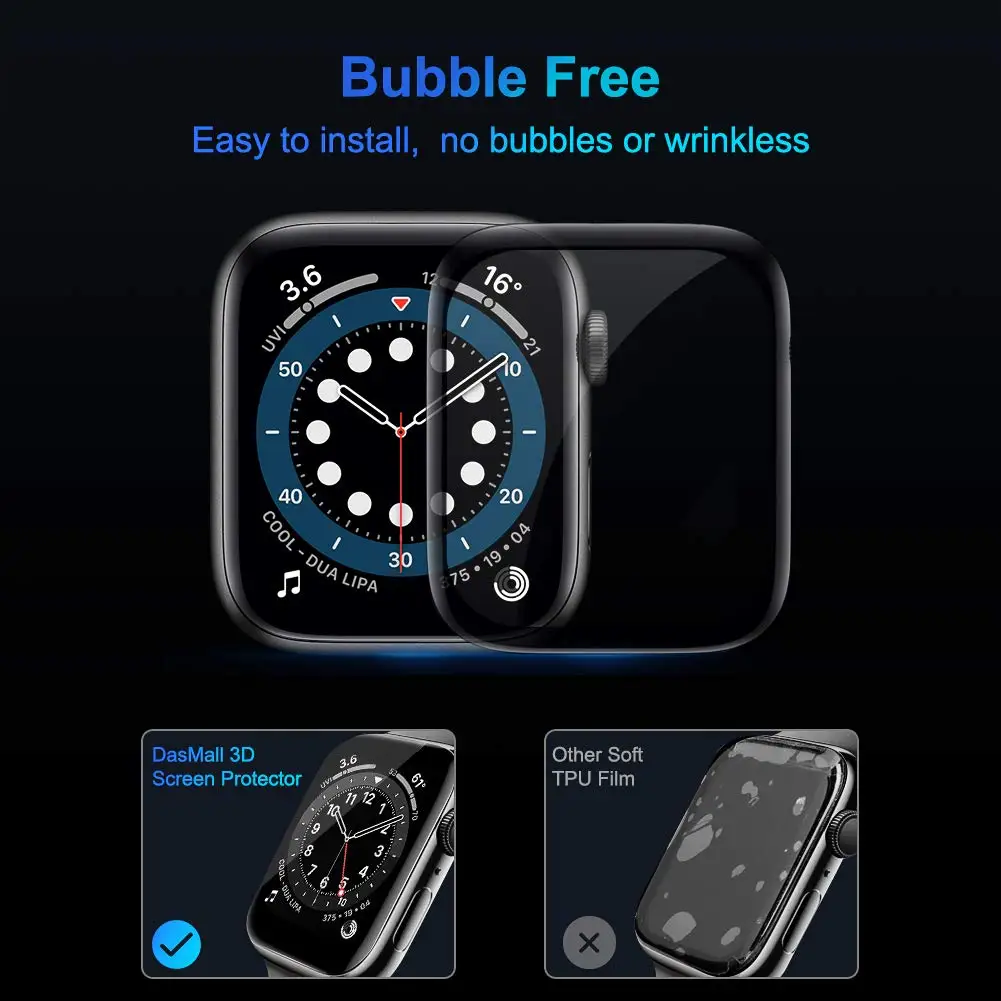 Screen Protector Soft Glass For Apple Watch 44mm 45mm 41mm 38mm 42 9D HD Full Film iWatch series 6 5 3 8 7 9 se 40mm Accessories
