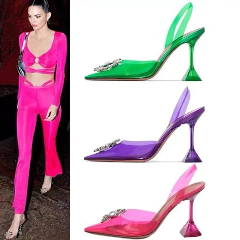 

2024 European beauty high heels sun drill buckle decorative sandals