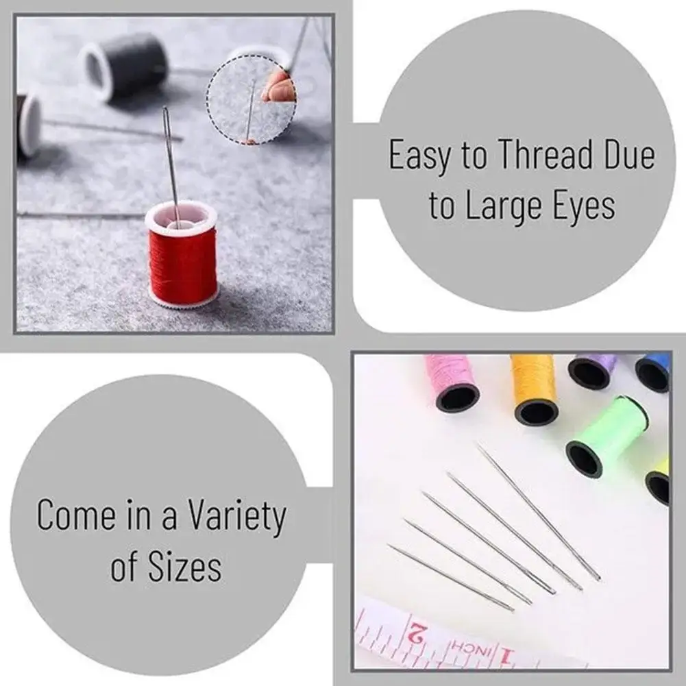 20/30pcs Steel Sewing Needles Side Hole Hand Sewing Blind Needle Needles Accessories Household Self-Thread A6D2