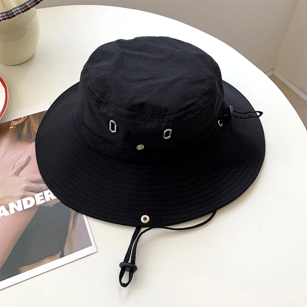 Sun Hats Summer Outdoor Fishing Hat For Men Big Brimmed Drawstring Fisherman Hat Camping Mountaineering Sun Protection