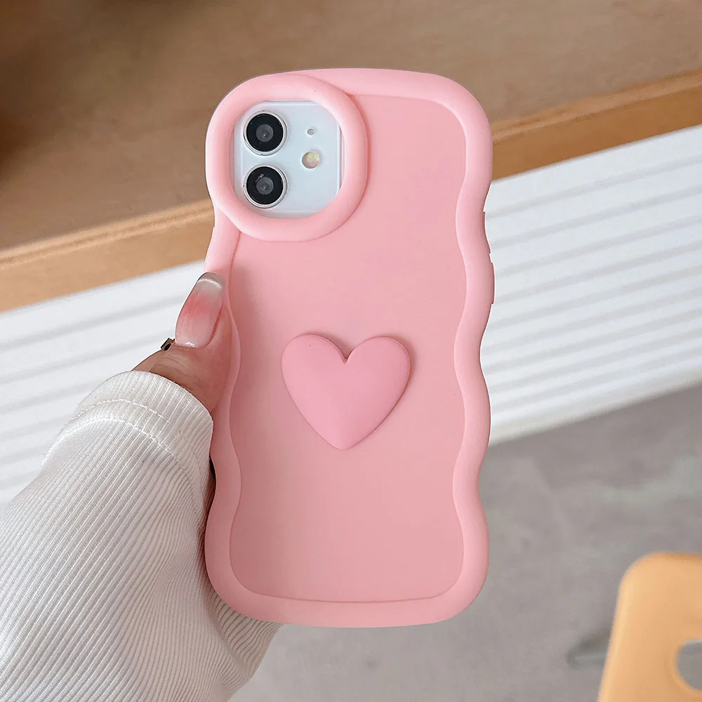 Charming 3D Love Heart Wave Silicone Phone Case
