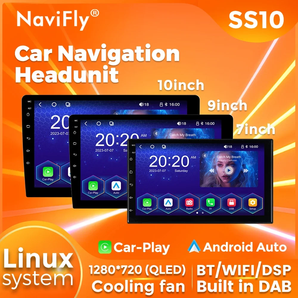 NaviFly Linux 시스템 7인치 9인치 10인치 자동차 라디오 스테레오 2din CarPlay 안드로이드 자동 범용 자동차 헤드 유닛 멀티미디어 비디오 재생