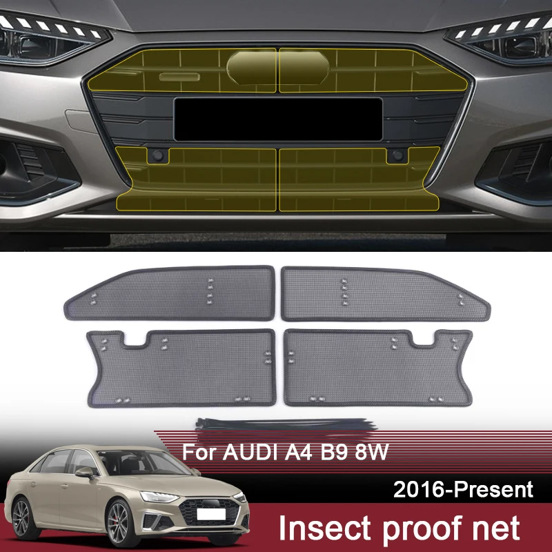 Auto Insektbeweis-netzes Für AUDI A4 B9 8W AVANT Quattro 2016-2025 Wasser  Tank Abdeckung Racing Gitter schutz Net Kondensator Zubehör