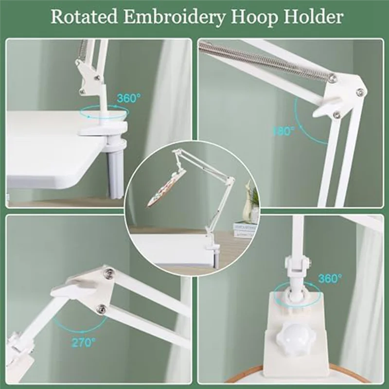Adjustable Embroidery Hoop Stand-Folding Embroidery, 360 Degree Rotating Crossstitch Stand For Needle Point Projects A Durable