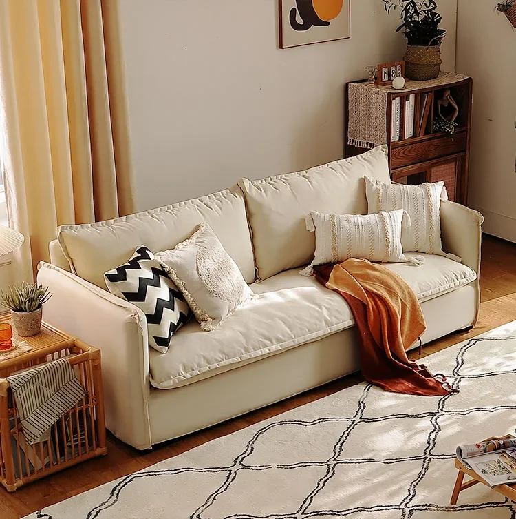 

Nordic modern light luxury simple living room dismantling and washing custom furniture luxury cream silent cloth sofa wholesale