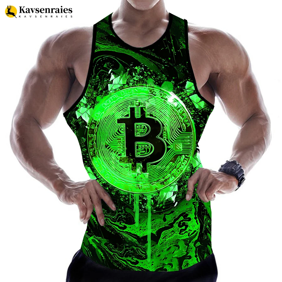 

Новинка 2023, модные майки с 3D принтом биткоина BTC, мужские летние повседневные рубашки без рукавов, женская уличная одежда в стиле хип-хоп, футболка оверсайз