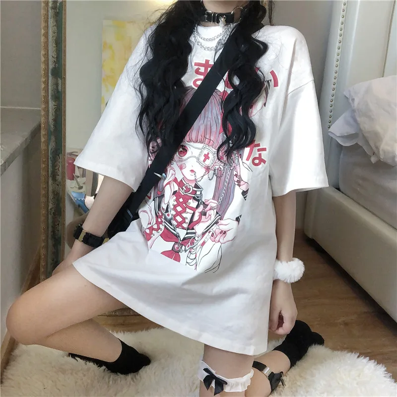 

Summer Gothic Clothing Sexy Female Loose Women T-shirt Punk Dark Grunge Streetwear Ladies Top Gothic Tshirts Harajuku Clothes