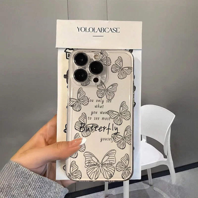 Clear Retro Butterfly TPU Phone Case Cover