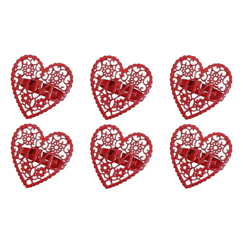 

6 шт., романтические красные держатели для салфеток